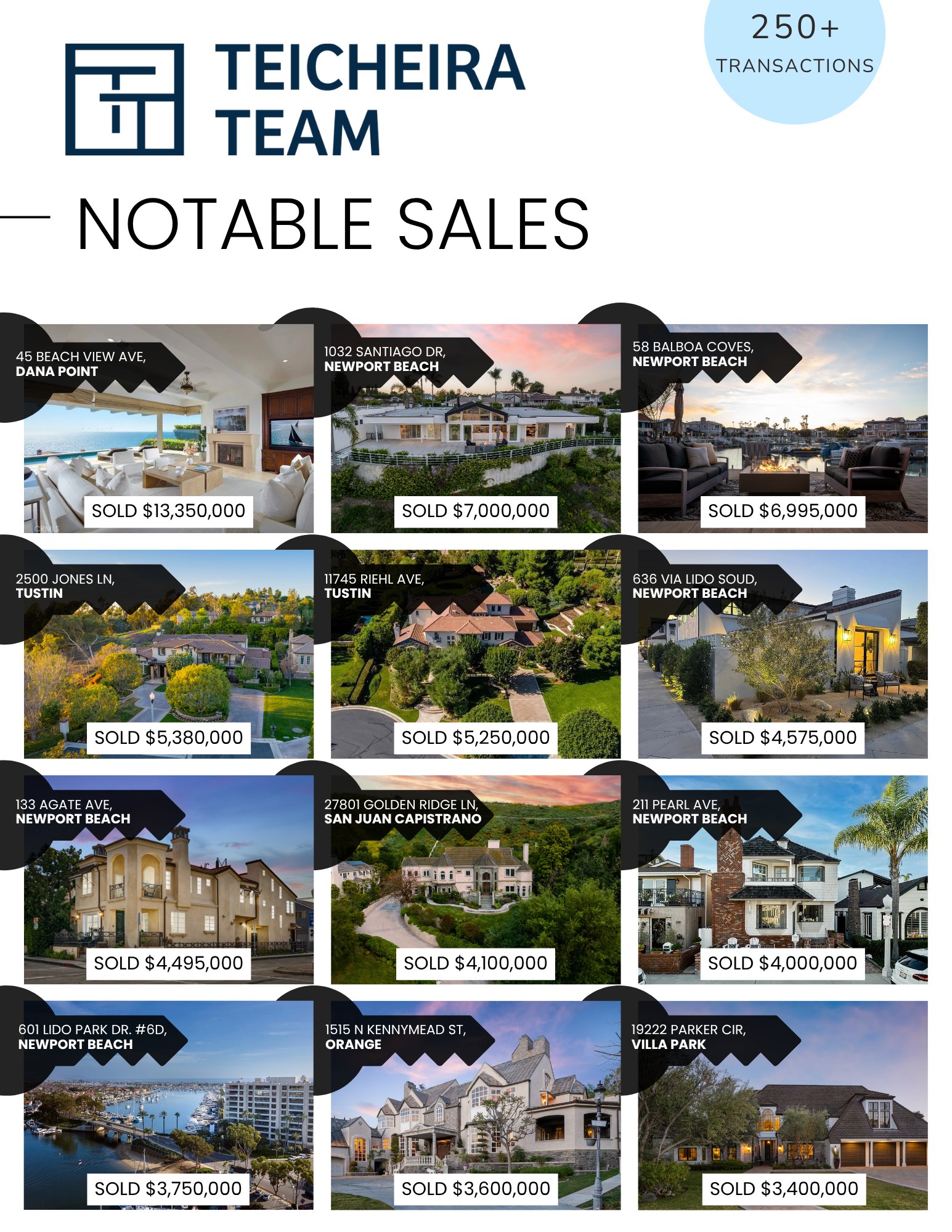 Teicheira Team Notable Sales
